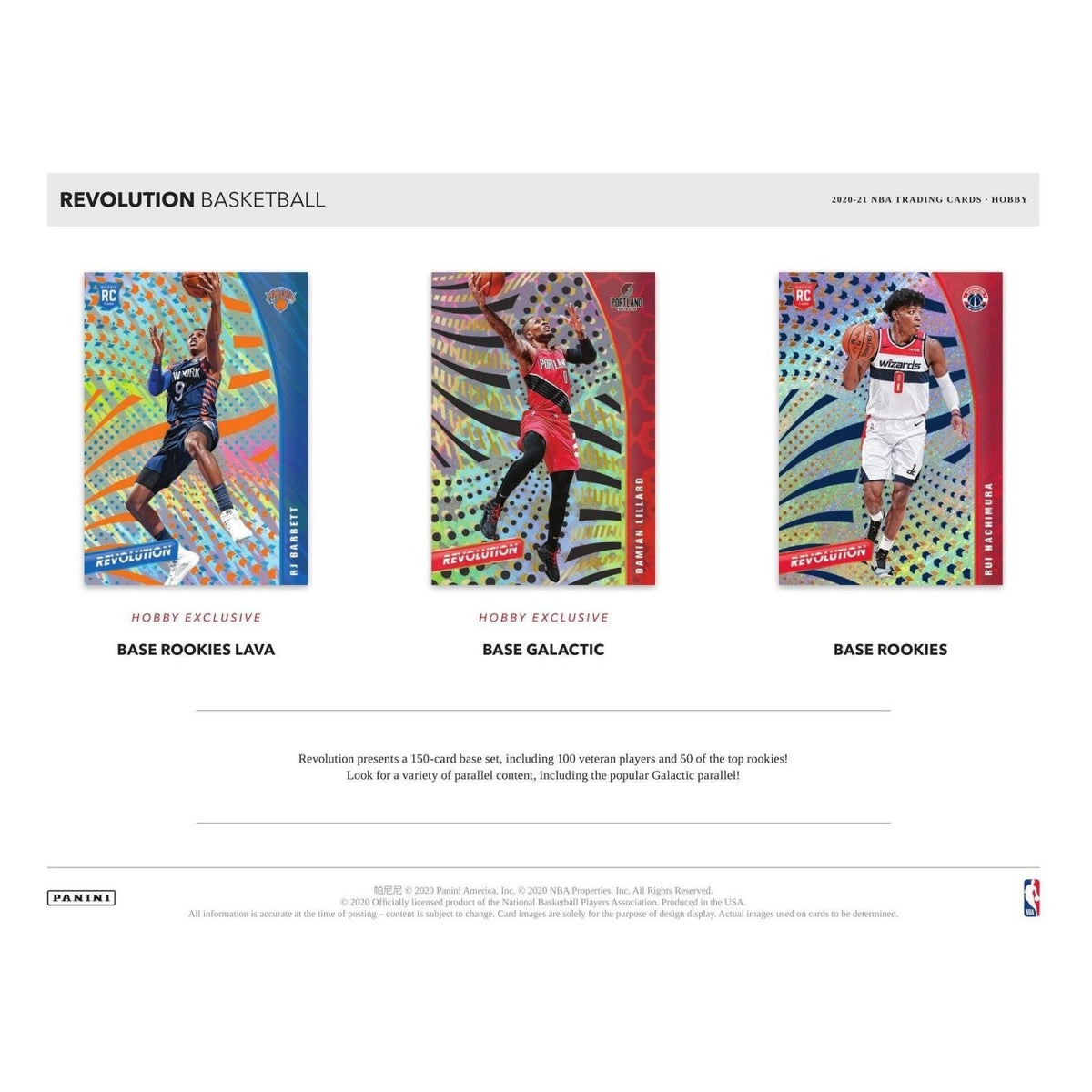 2020-21 Revolution Basketball Base Rookies Lava, Base Galactic and Base Rookies cards