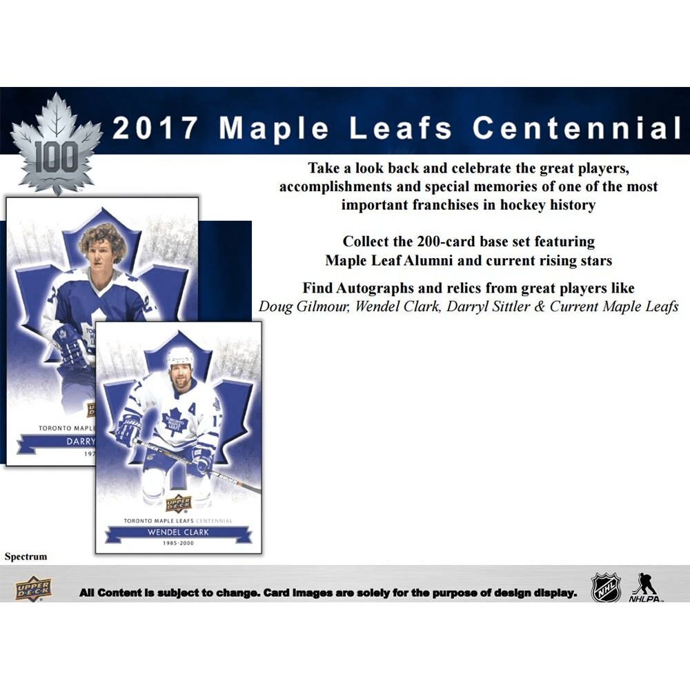 2017 Upper Deck Toronto Maple Leafs Centennial Collector's Tin 053334861960 at King Card Canada