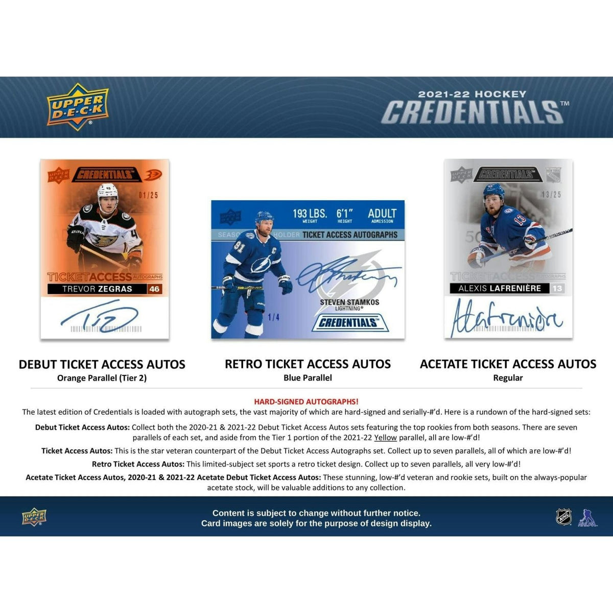 2021 - 22 Upper Deck Credentials Hockey Hobby Box 053334978187 at King Card Canada