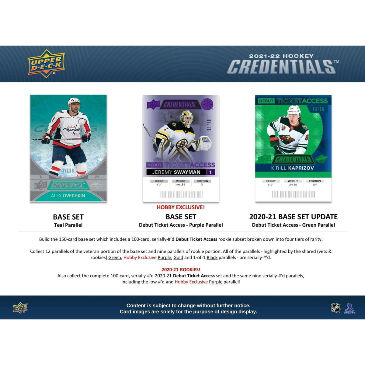 2021 - 22 Upper Deck Credentials Hockey Hobby Box 053334978187 at King Card Canada