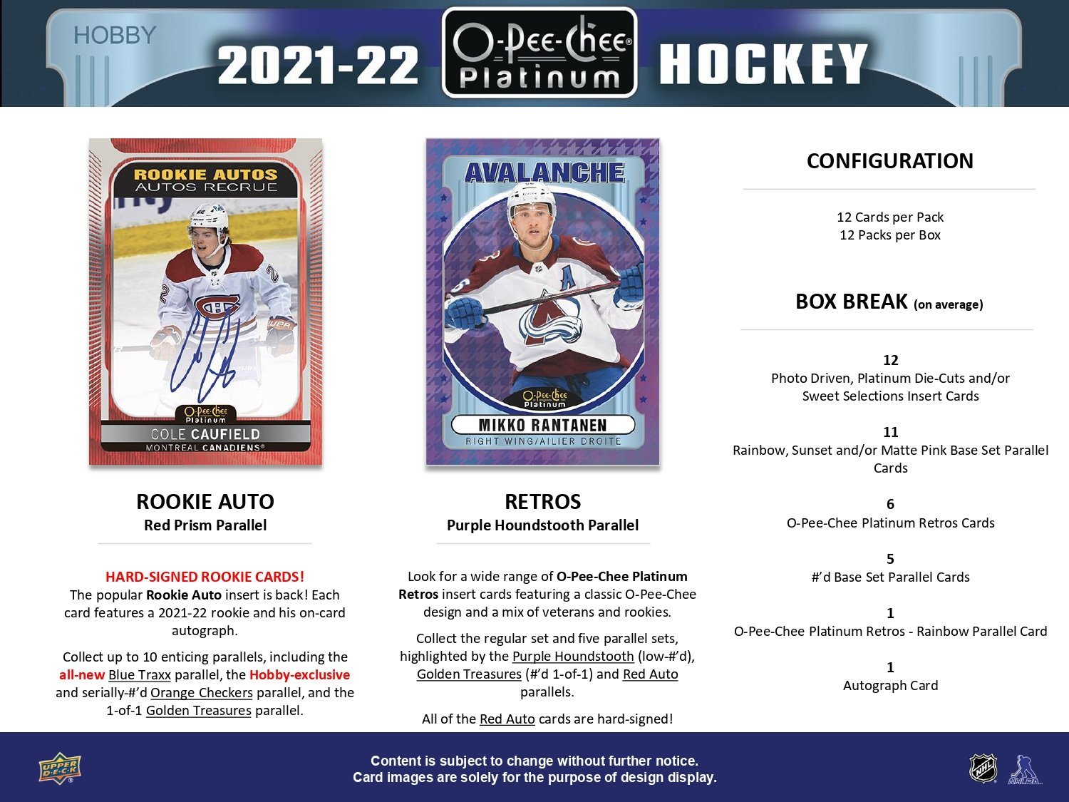 2021 - 22 Upper Deck O - Pee - Chee Platinum Hockey Hobby Box 053334983365 at King Card Canada
