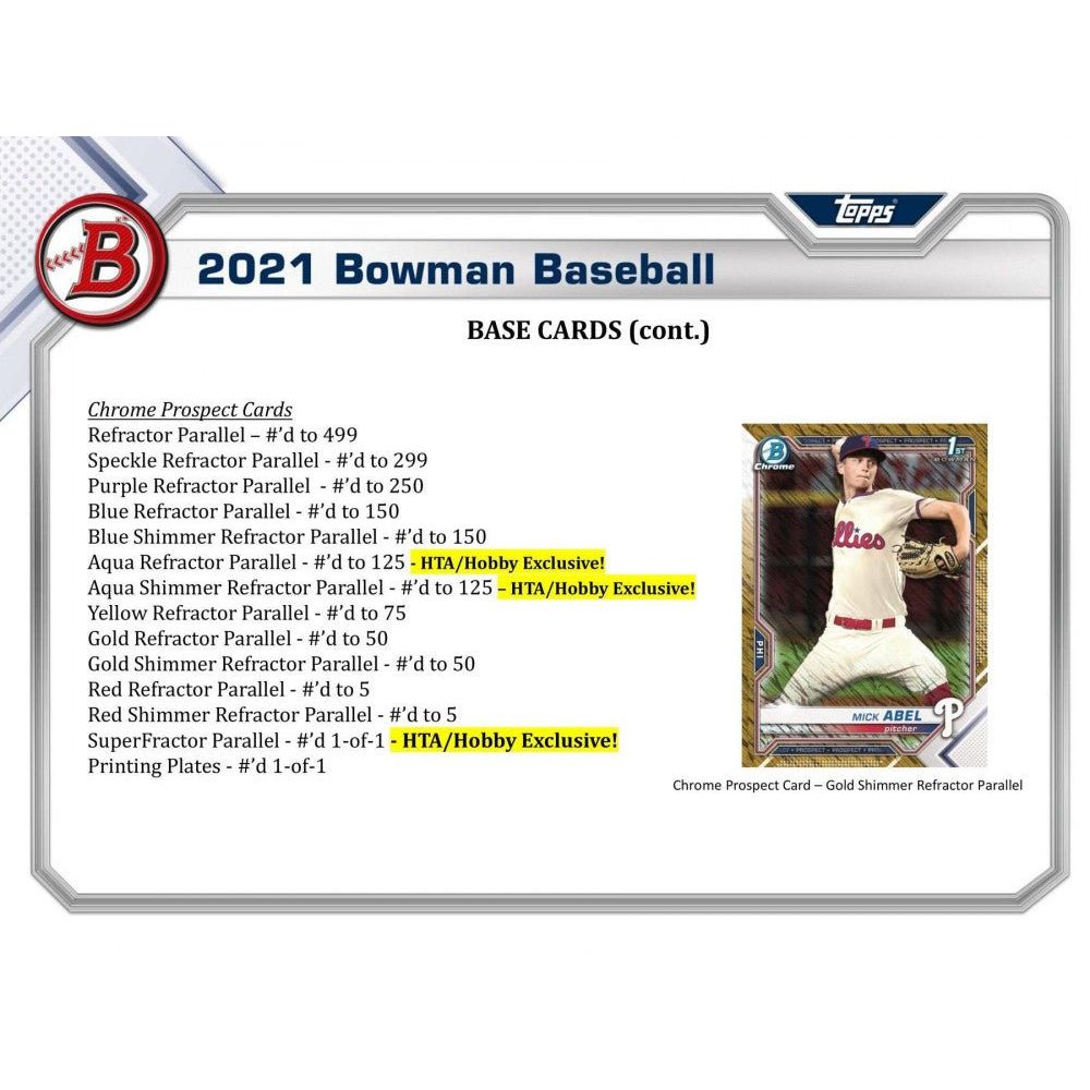 2021 Topps Bowman Baseball Hobby HTA Jumbo Box 887521097524 at King Card Canada