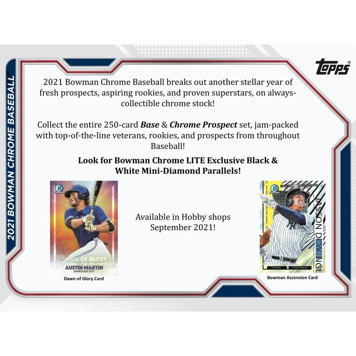 2021 Topps Bowman Chrome Baseball Hobby Lite Box 887521102662 at King Card Canada
