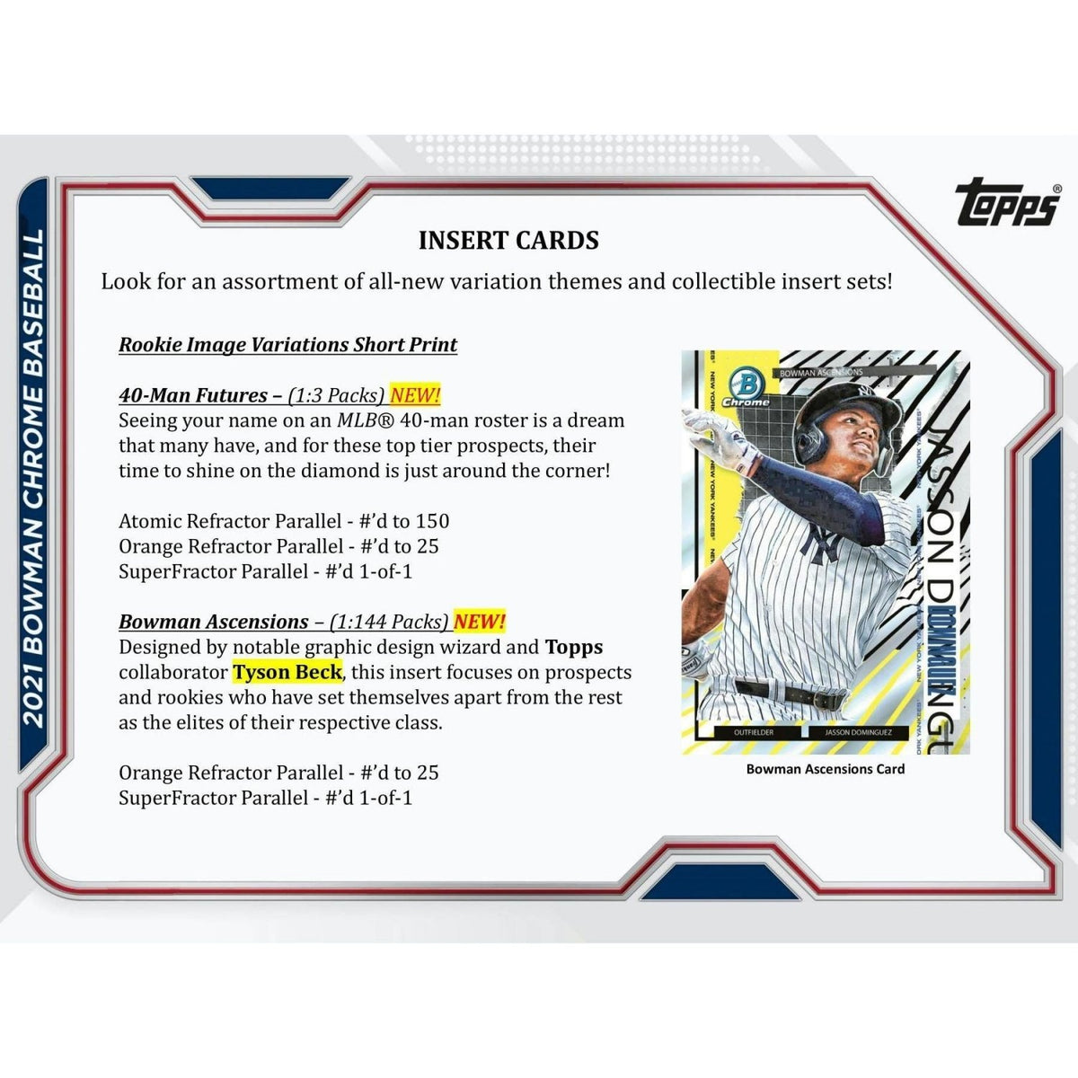 2021 Topps Bowman Chrome Baseball Hobby Lite Box 887521102662 at King Card Canada
