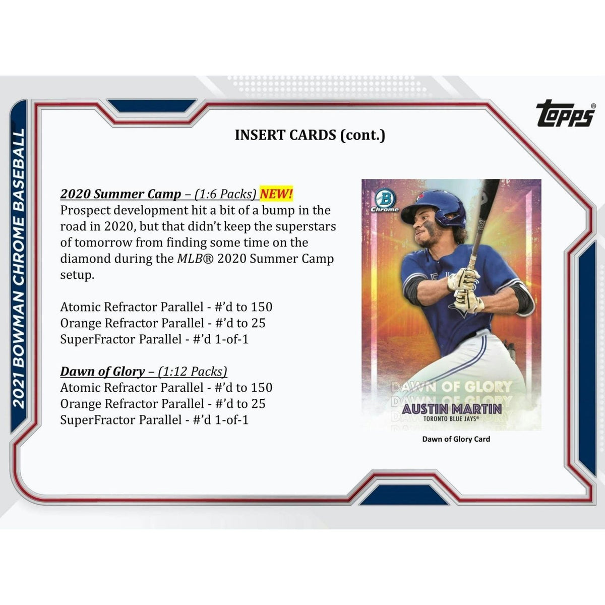 2021 Topps Bowman Chrome Baseball Hobby Lite Box 887521102662 at King Card Canada