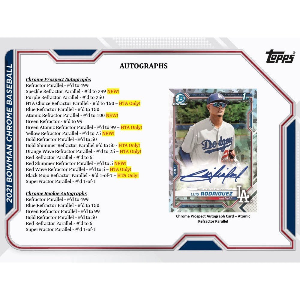 2021 Topps Bowman Chrome Baseball HTA Hobby Box 887521102631 at King Card Canada