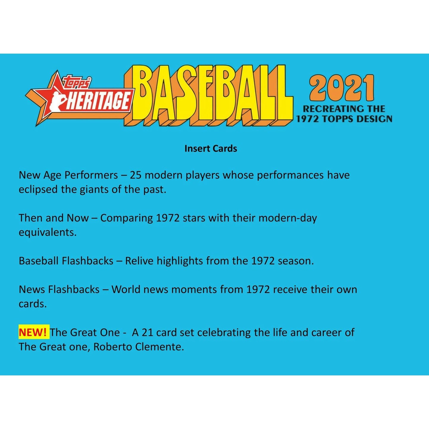 2021 Topps Heritage Baseball Hobby Box 887521096114 at King Card Canada
