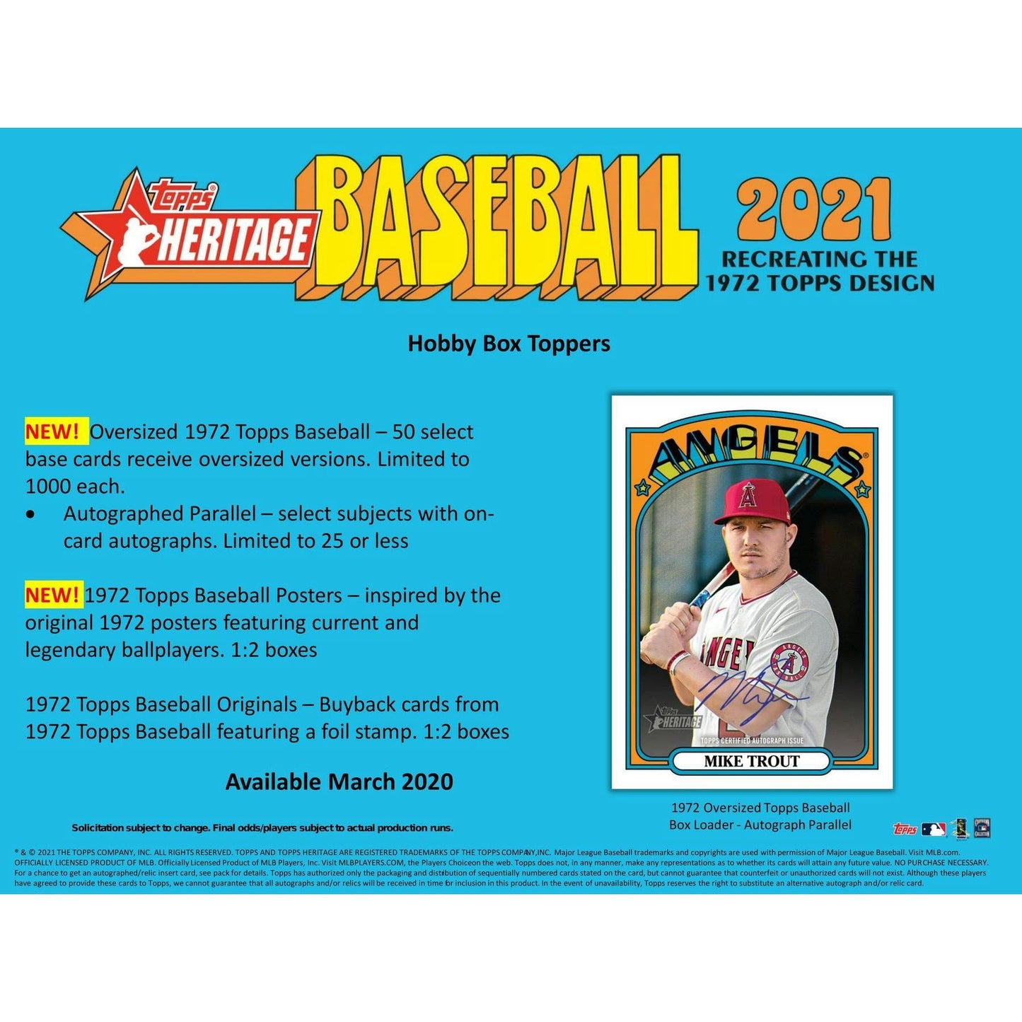 2021 Topps Heritage Baseball Hobby Box 887521096114 at King Card Canada