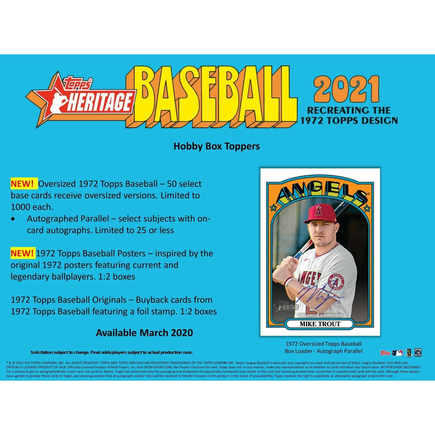 2021 Topps Heritage Baseball Hobby Box 887521096114 at King Card Canada