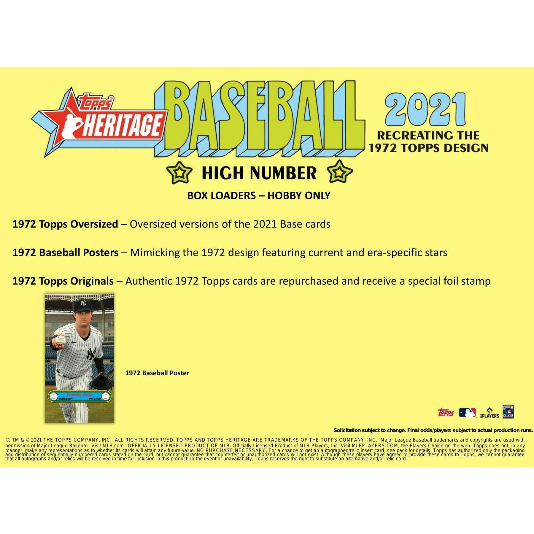 2021 Topps Heritage High Number Baseball Hobby Box 887521101115 at King Card Canada