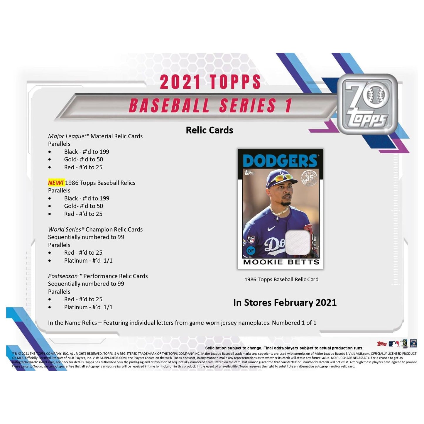 2021 Topps Series 1 Baseball Retail Pack at King Card Canada