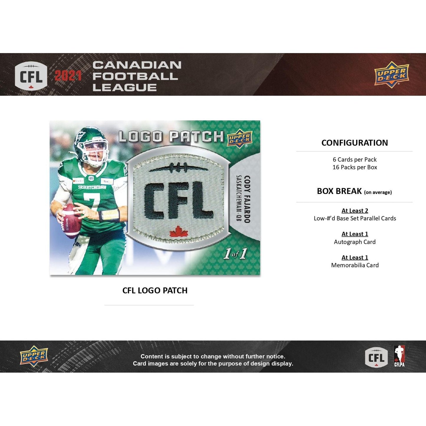 2021 Upper Deck CFL Football Hobby Box 053334964623 at King Card Canada