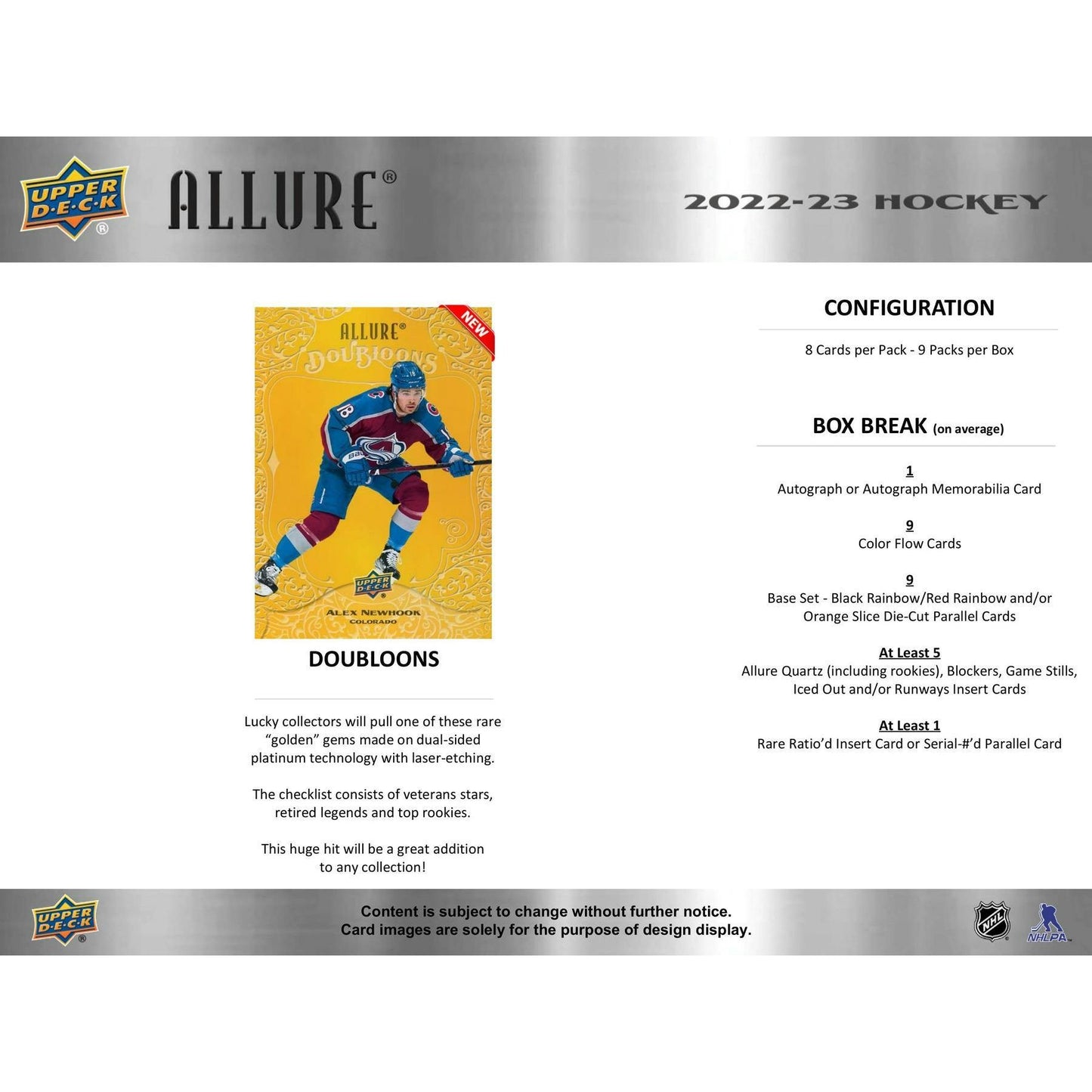 2022 - 23 Upper Deck Allure Hockey Hobby Box 053334104548 at King Card Canada