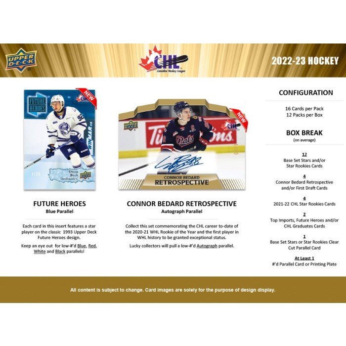 2022 - 23 Upper Deck CHL Hockey Hobby Box 053334120463 at King Card Canada