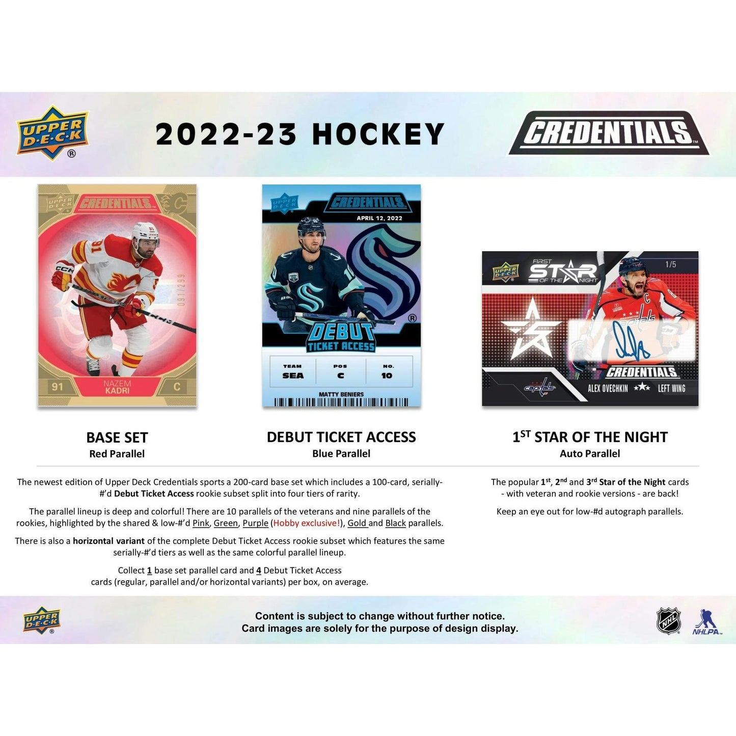 2022 - 23 Upper Deck Credentials Hockey Hobby Box 053334140324 at King Card Canada