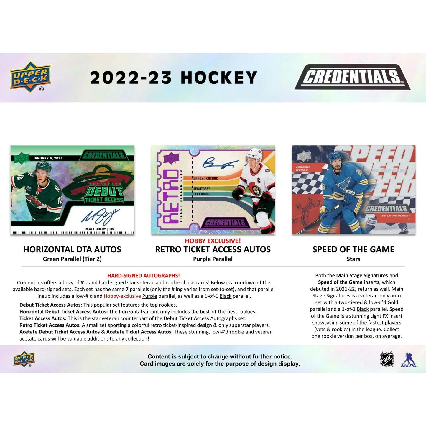 2022 - 23 Upper Deck Credentials Hockey Hobby Box 053334140324 at King Card Canada