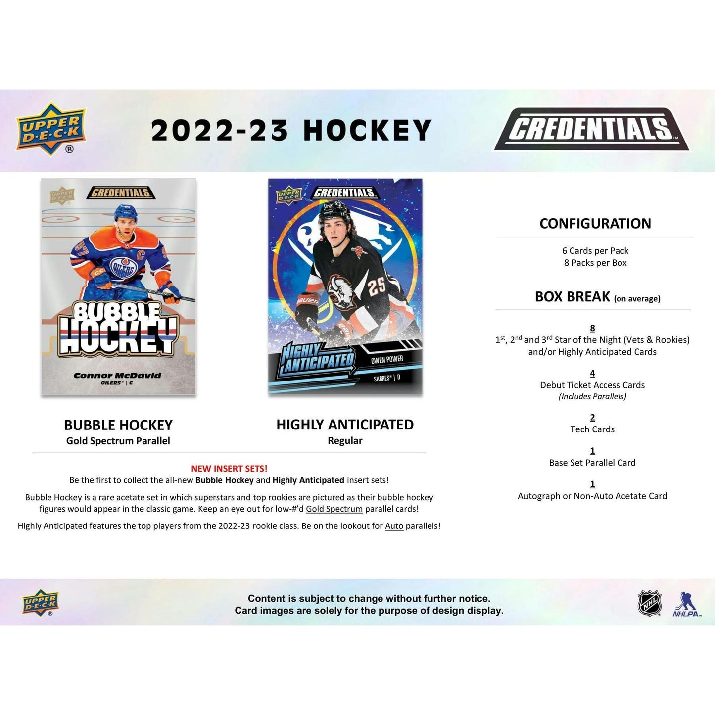 2022 - 23 Upper Deck Credentials Hockey Hobby Box 053334140324 at King Card Canada
