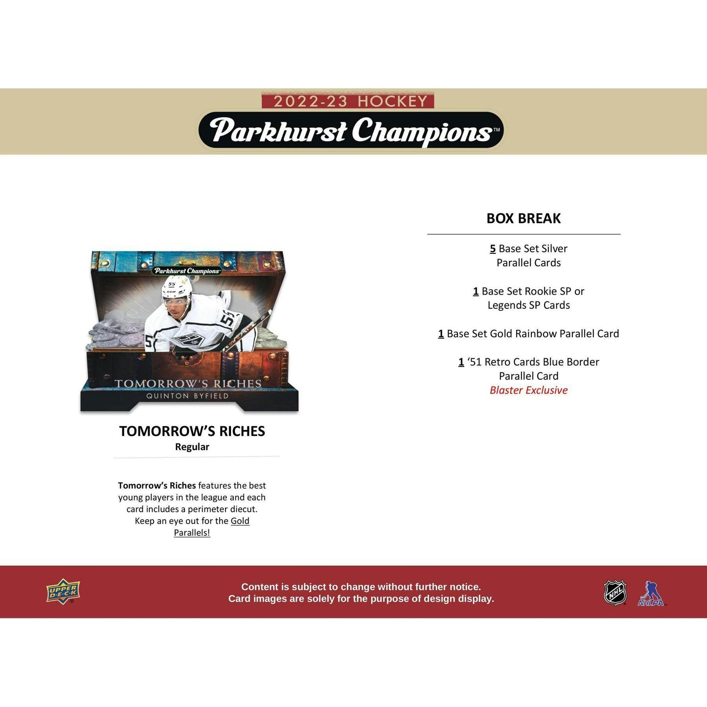 2022 - 23 Upper Deck Parkhurst Champions Hockey Blaster Box at King Card Canada