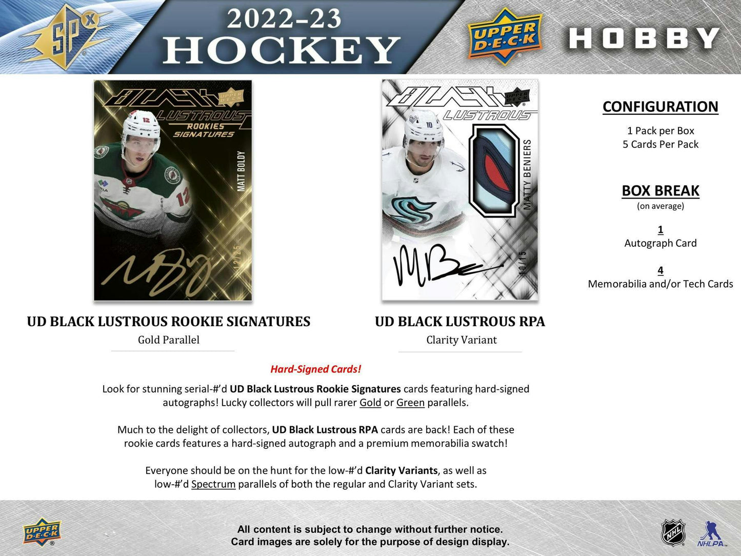 2022 - 23 Upper Deck SPX Hockey Hobby Box at King Card Canada