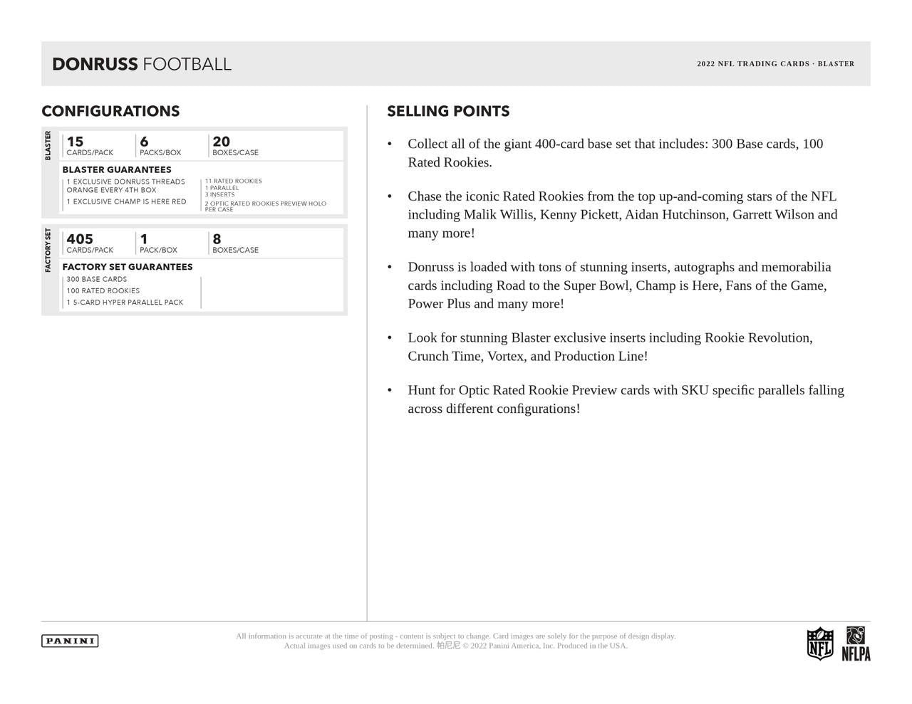 2022 Panini Donruss Football Blaster Box 613297999249 at King Card Canada