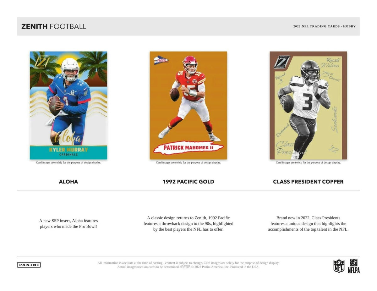 2022 Panini Zenith Football Hobby Box 746134125614 at King Card Canada