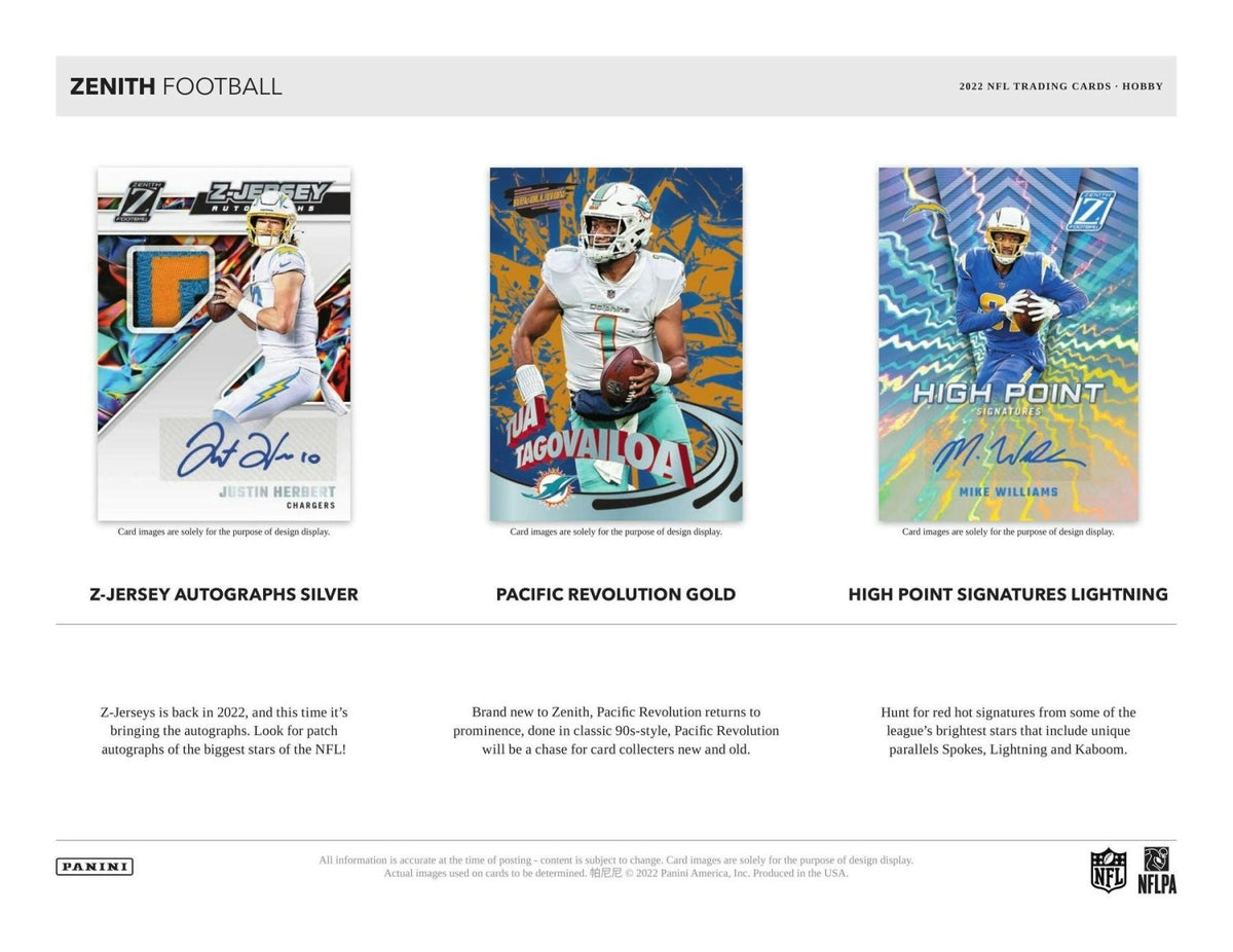 2022 Panini Zenith Football Hobby Box 746134125614 at King Card Canada
