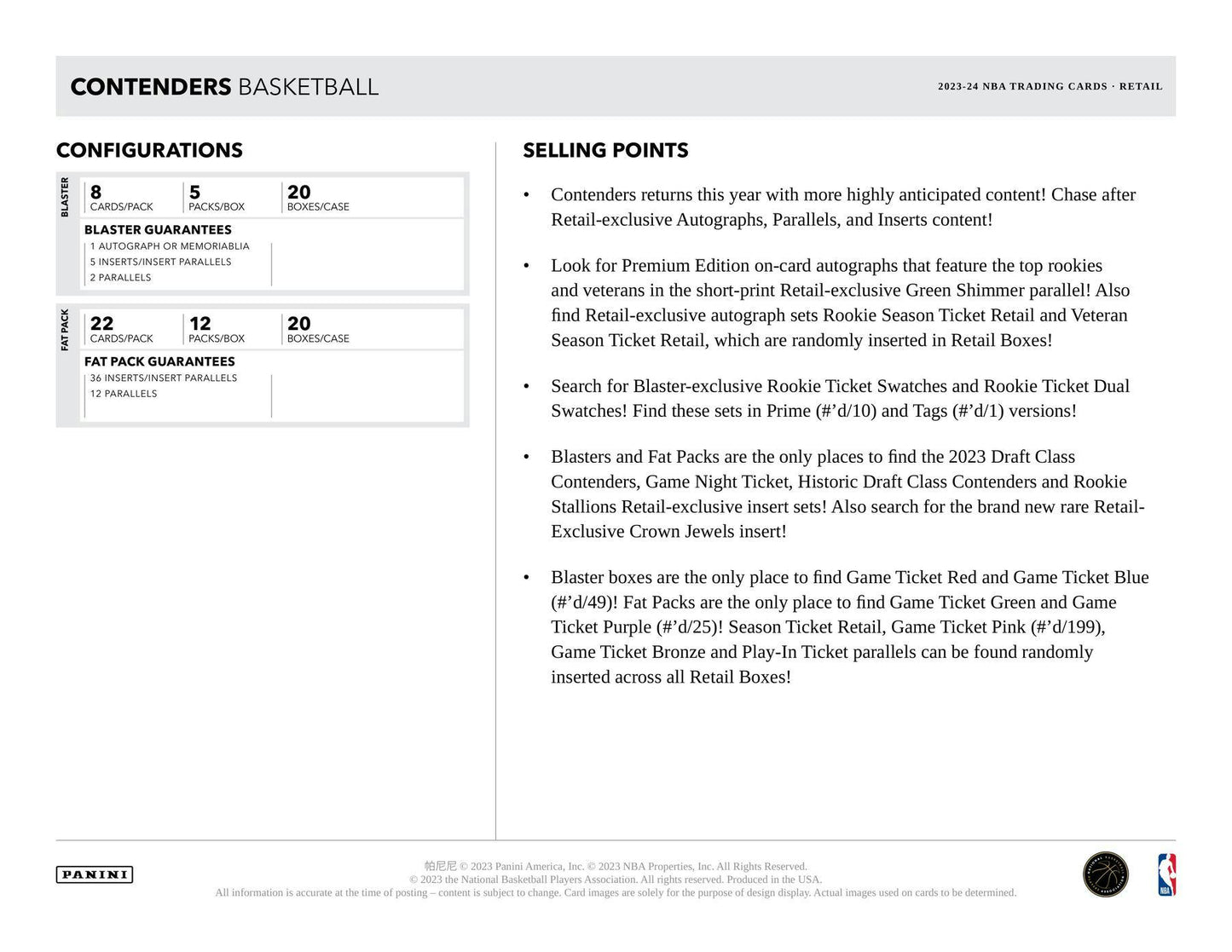 2023 - 24 Panini Contenders Basketball Blaster Box at King Card Canada