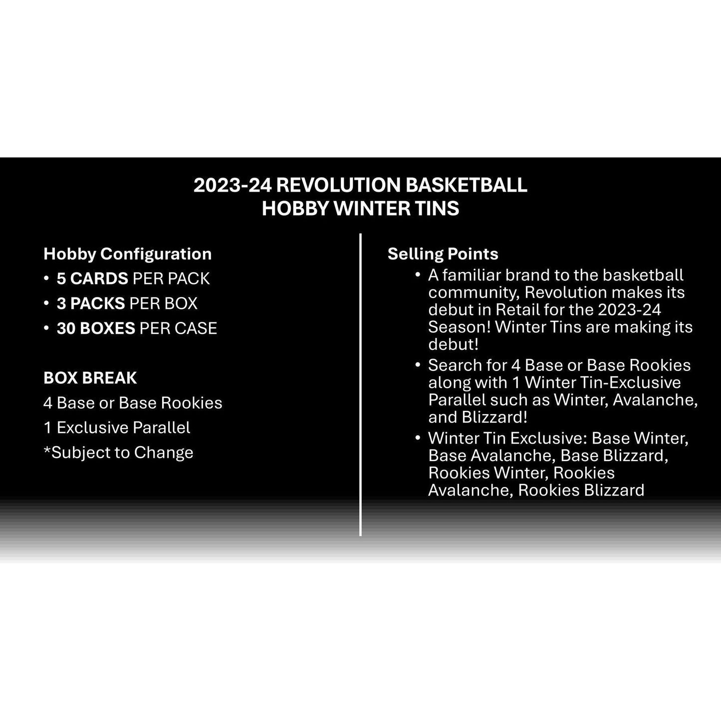 2023 - 24 Panini Revolution Basketball Winter Tin 746134176647 at King Card Canada