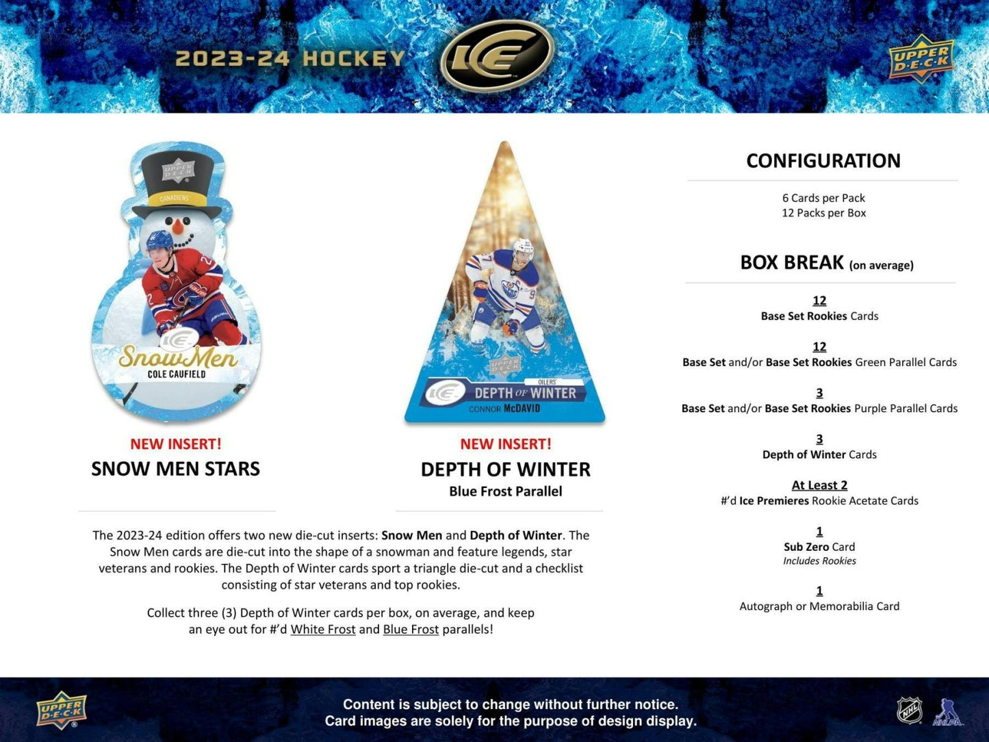 2023 - 24 Upper Deck ICE Hockey Hobby Box 053334362252 at King Card Canada