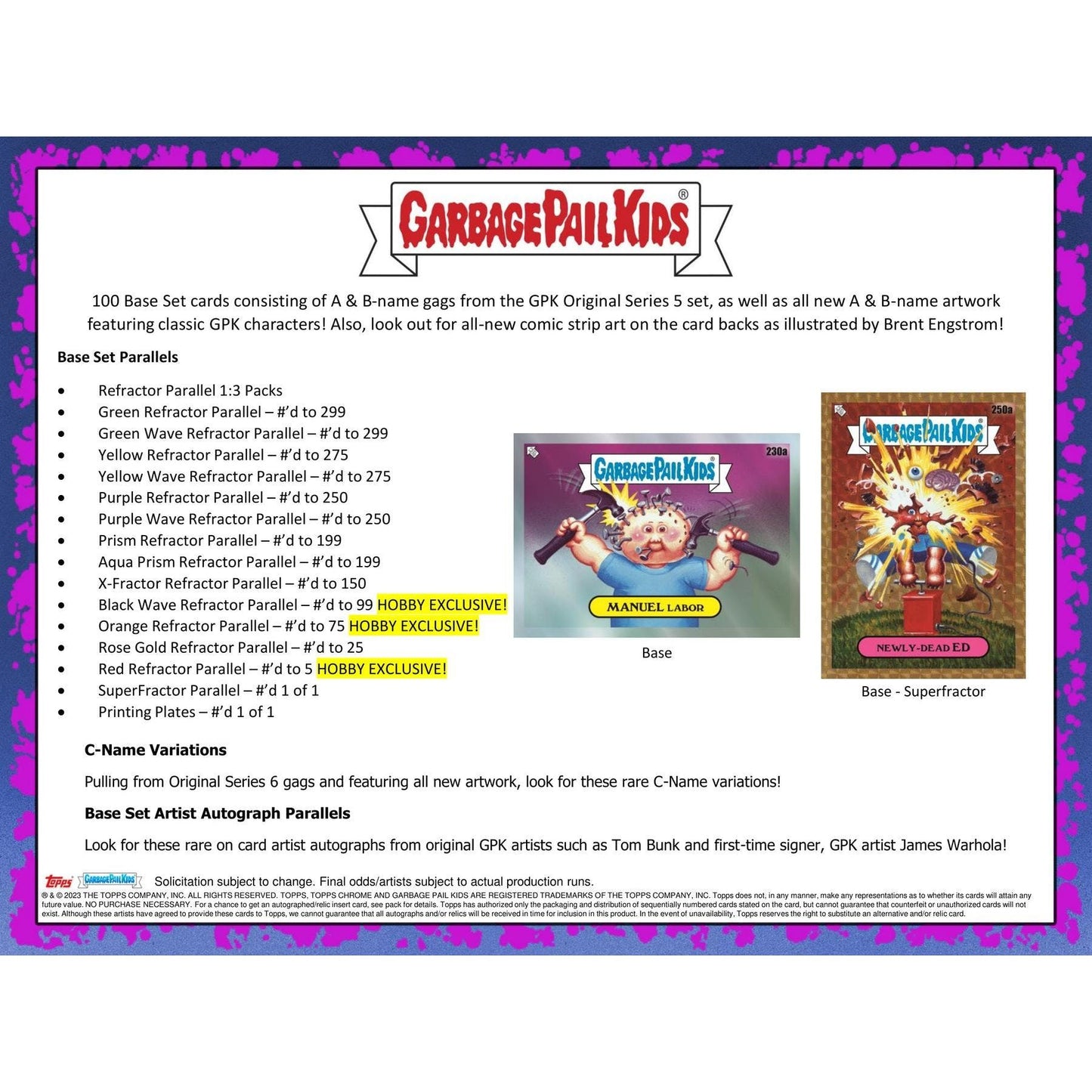 Topps Chrome Garbage Pail Kids Series 6 Hobby Box at King Card Canada