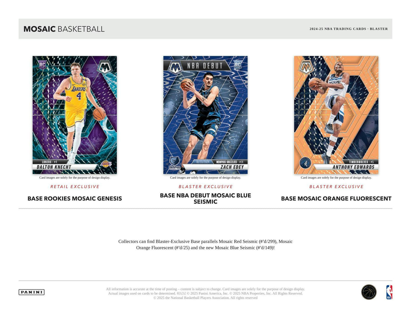 2024 - 25 Panini Mosaic Basketball Blaster Box 746134180330 at King Card Canada