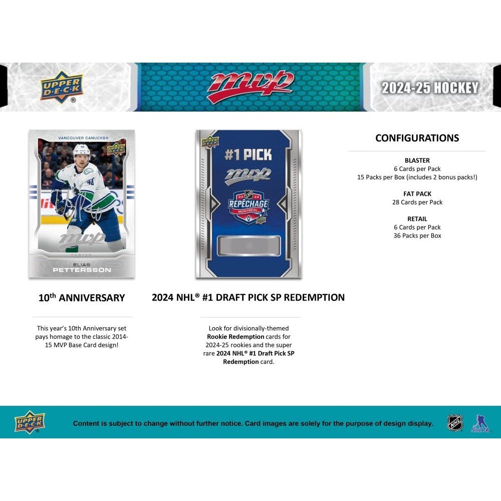 2024 - 25 Upper Deck MVP Hockey Blaster Box at King Card Canada