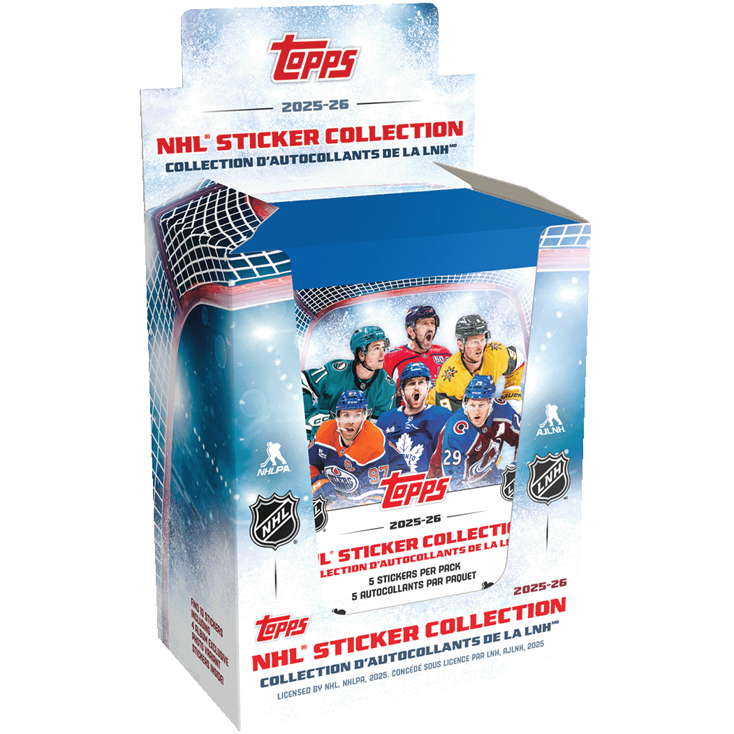 2025-26 Topps NHL Hockey Sticker Collection display box of 50 packs