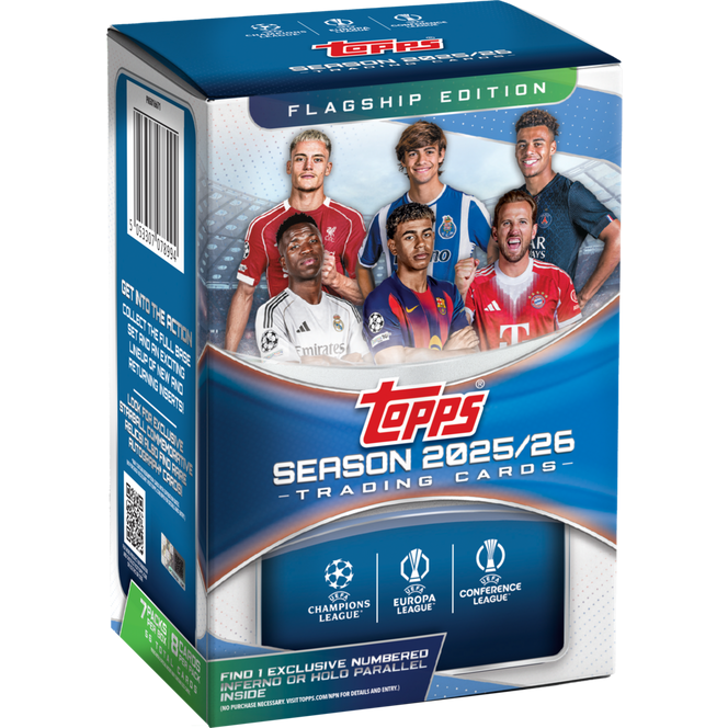 2025 - 26 Topps UEFA Club Competitions Soccer Blaster Value Box 887521151554 at King Card Canada