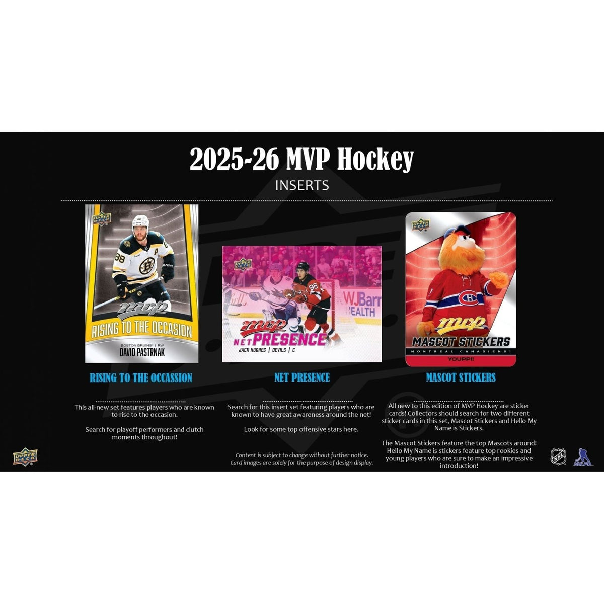 2025-26 Upper Deck MVP Hockey insert cards