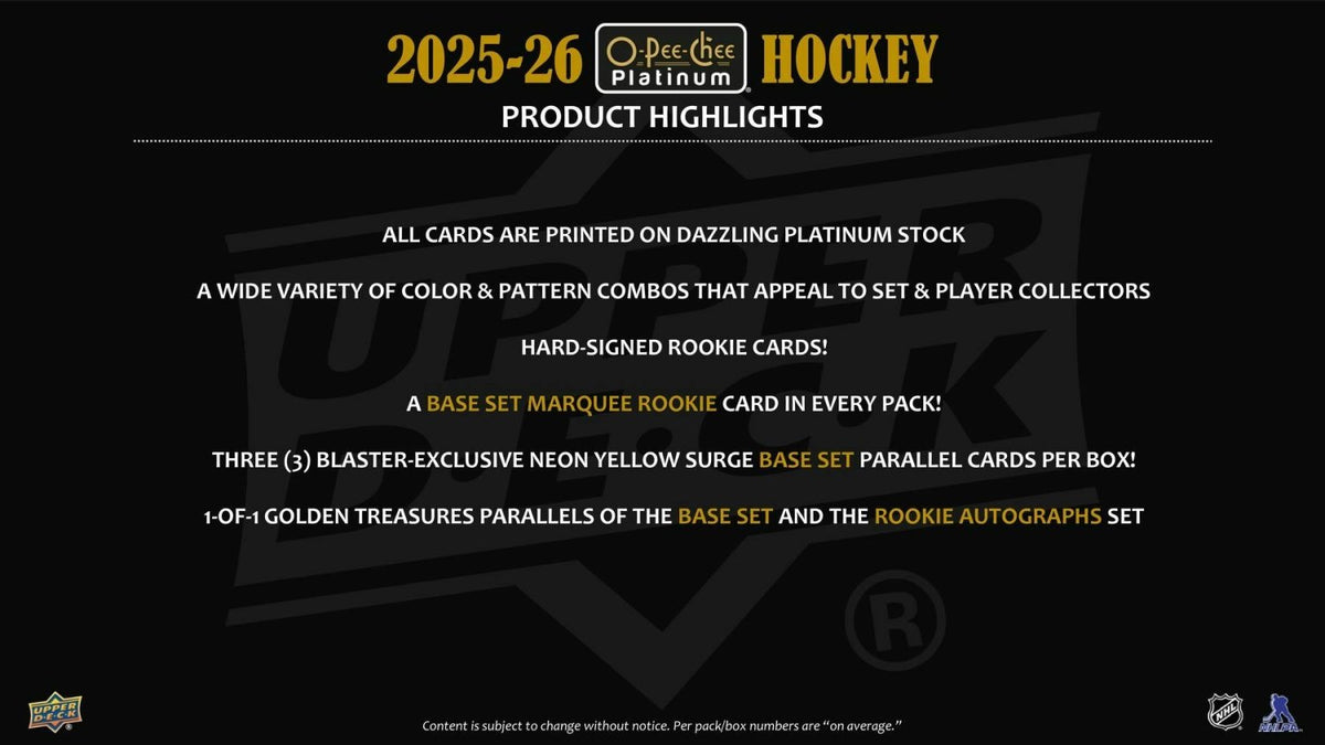 2025-26 O-Pee-Chee Platinum Hockey product highlights sheet