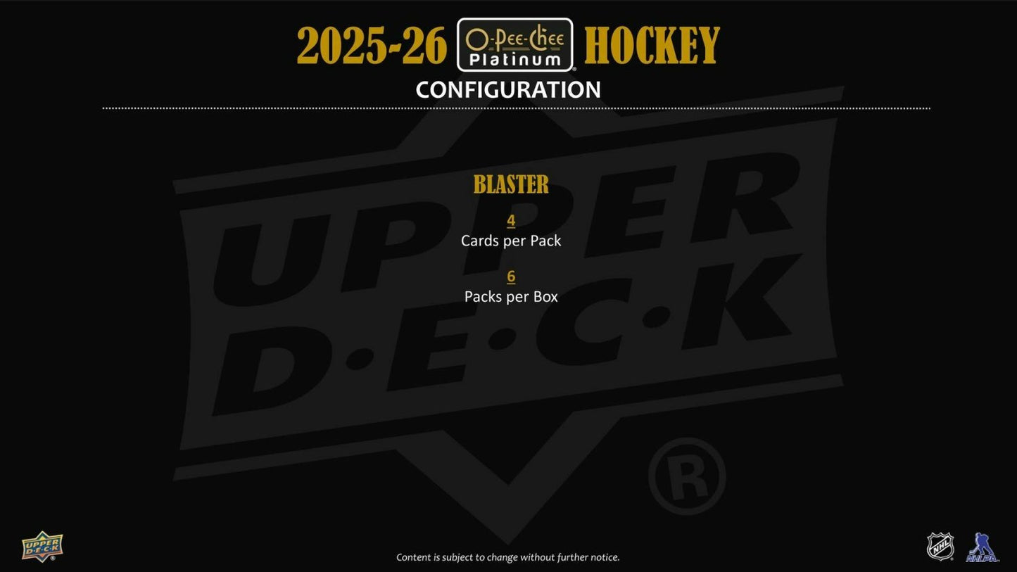 2025 - 26 Upper Deck O - Pee - Chee Platinum Hockey Blaster Box 053334474238 at King Card Canada
