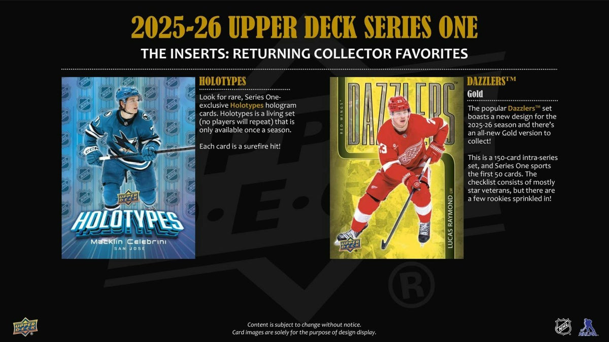 2025-26 Upper Deck Series 1 Hockey Holotypes and Dazzlers inserts