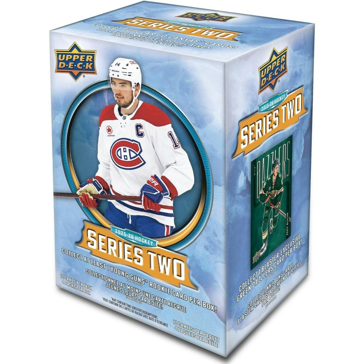 2025-26 Upper Deck Series 2 Hockey Blaster Box with a Montreal Canadiens captain on the front