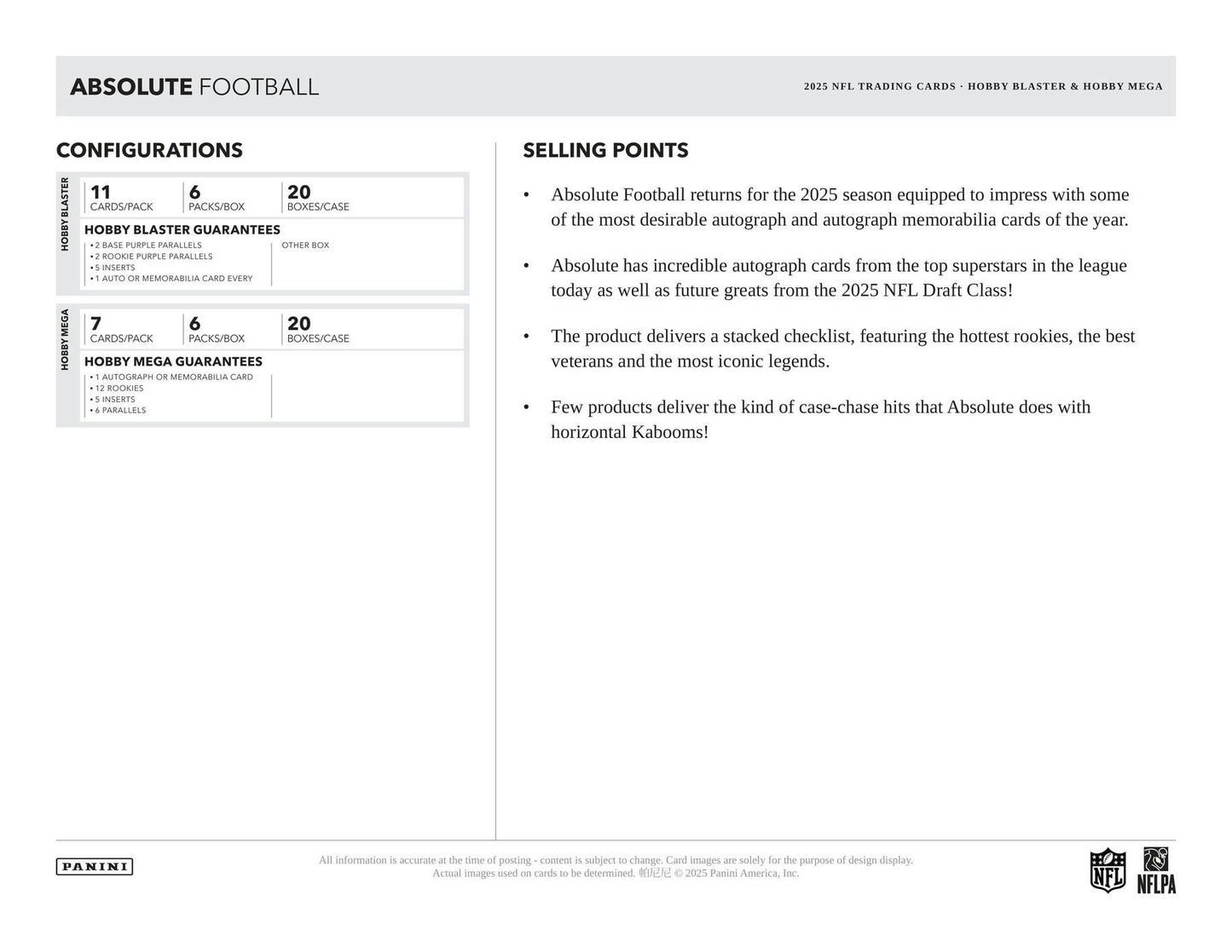 2025 Panini Absolute Football Hobby Mega Box 746134186875 at King Card Canada