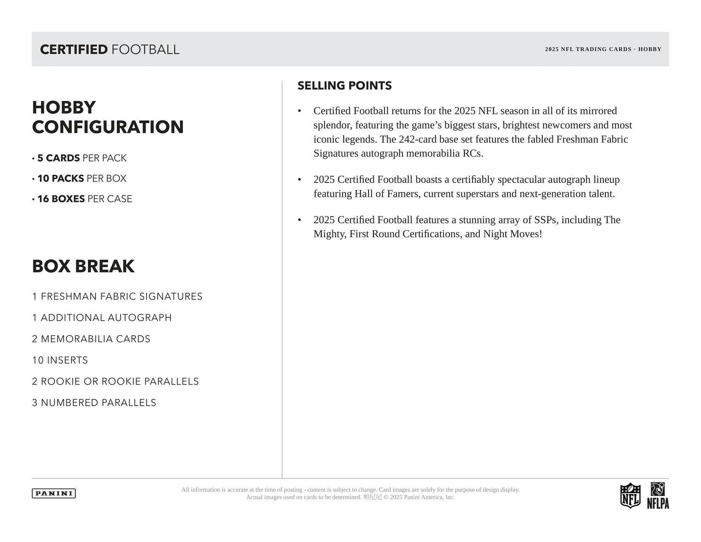 2025 Panini Certified Football Hobby Box 746134184987 at King Card Canada