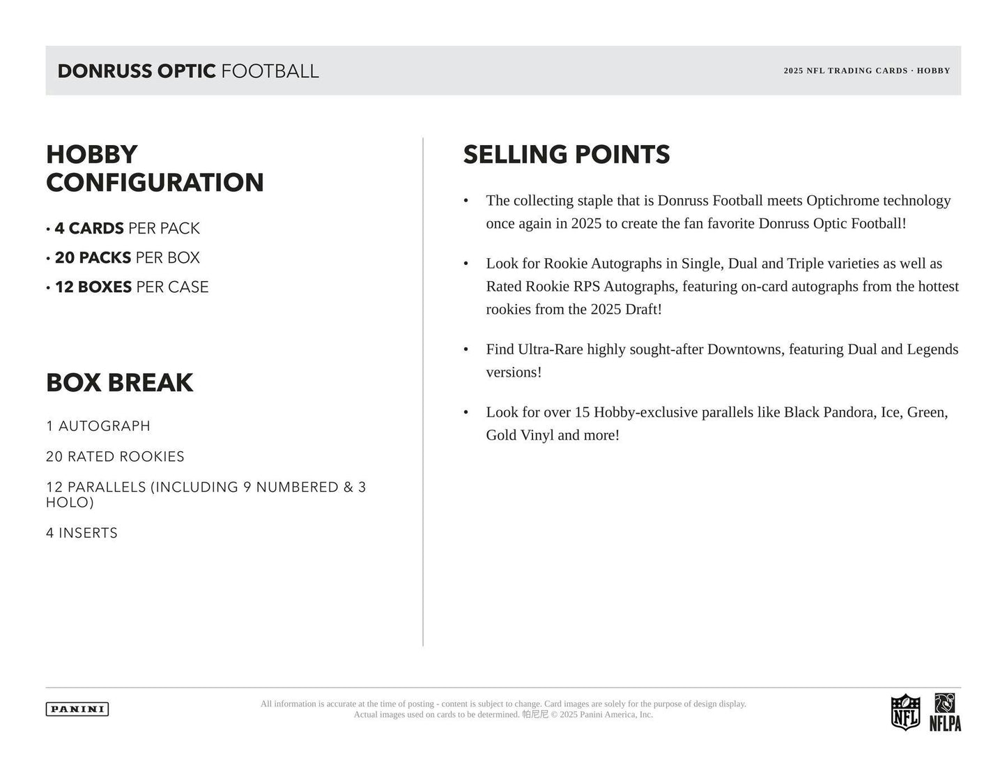 2025 Panini Donruss Optic Football Hobby Box 746134188152 at King Card Canada