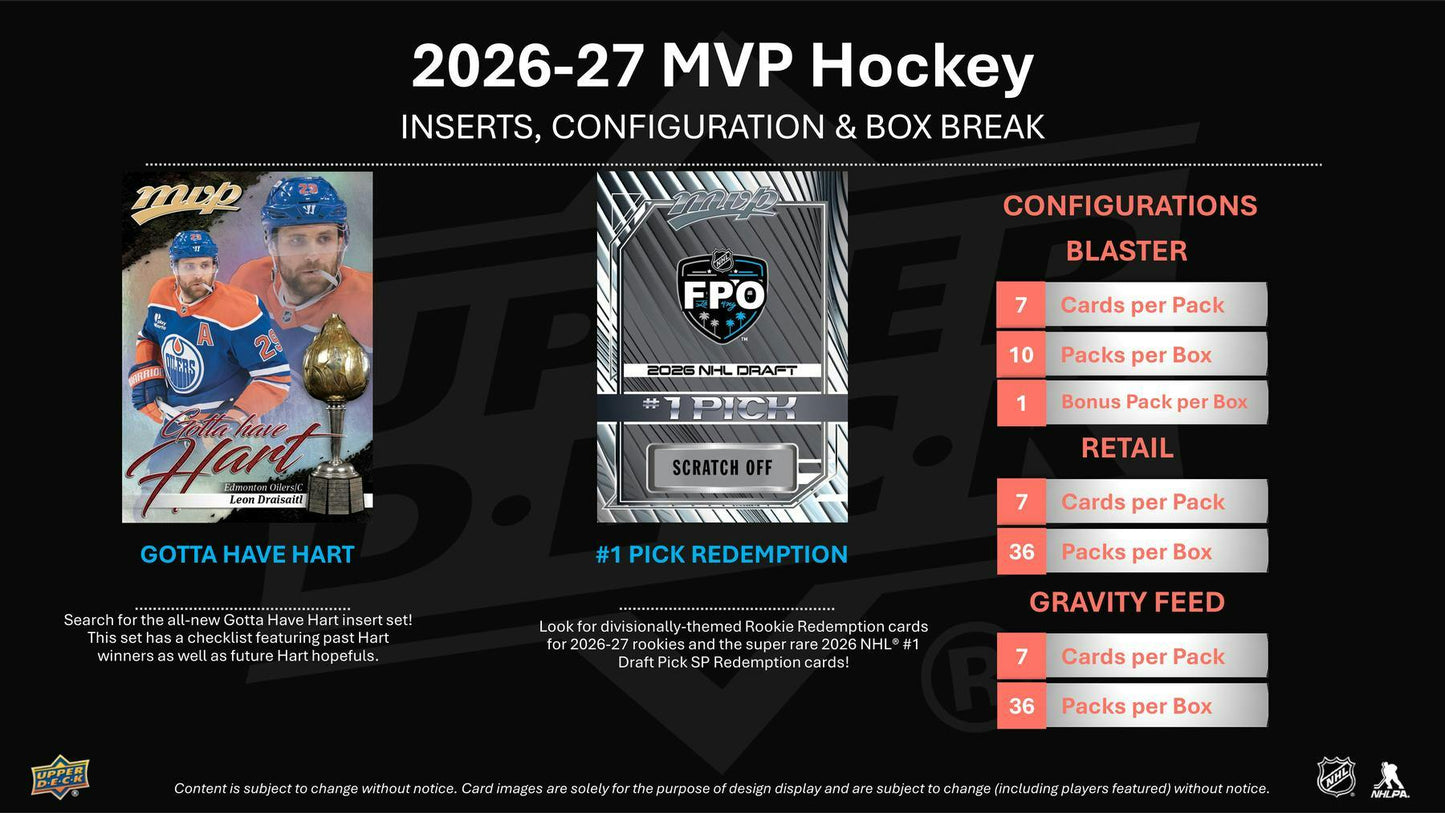 2026-27 Upper Deck MVP Hockey Retail Box at King Card Canada