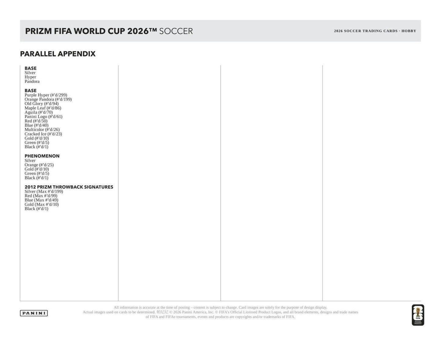 2026 Panini Prizm FIFA World Cup Soccer Hobby Box 7461341942529 at King Card Canada