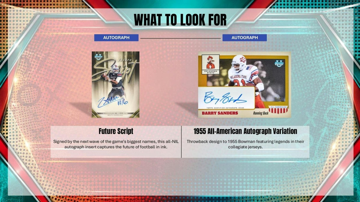 2026 Bowman Football Future Script autograph and 1955 All-American Autograph Variation