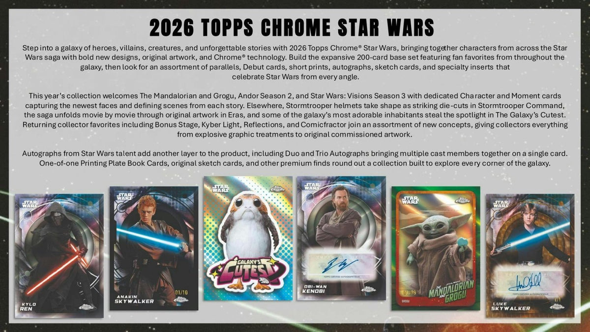 2026 Topps Chrome Star Wars Blaster Value Box 887521161201 at King Card Canada