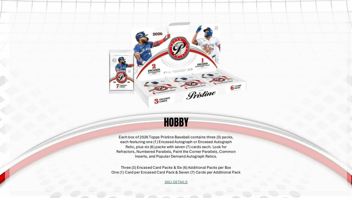 2026 Topps Pristine Baseball hobby box configuration with encased and additional packs