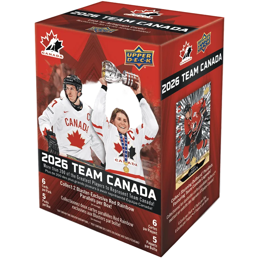 2026 Upper Deck Team Canada Hockey Blaster Box with Team Canada players in red jerseys