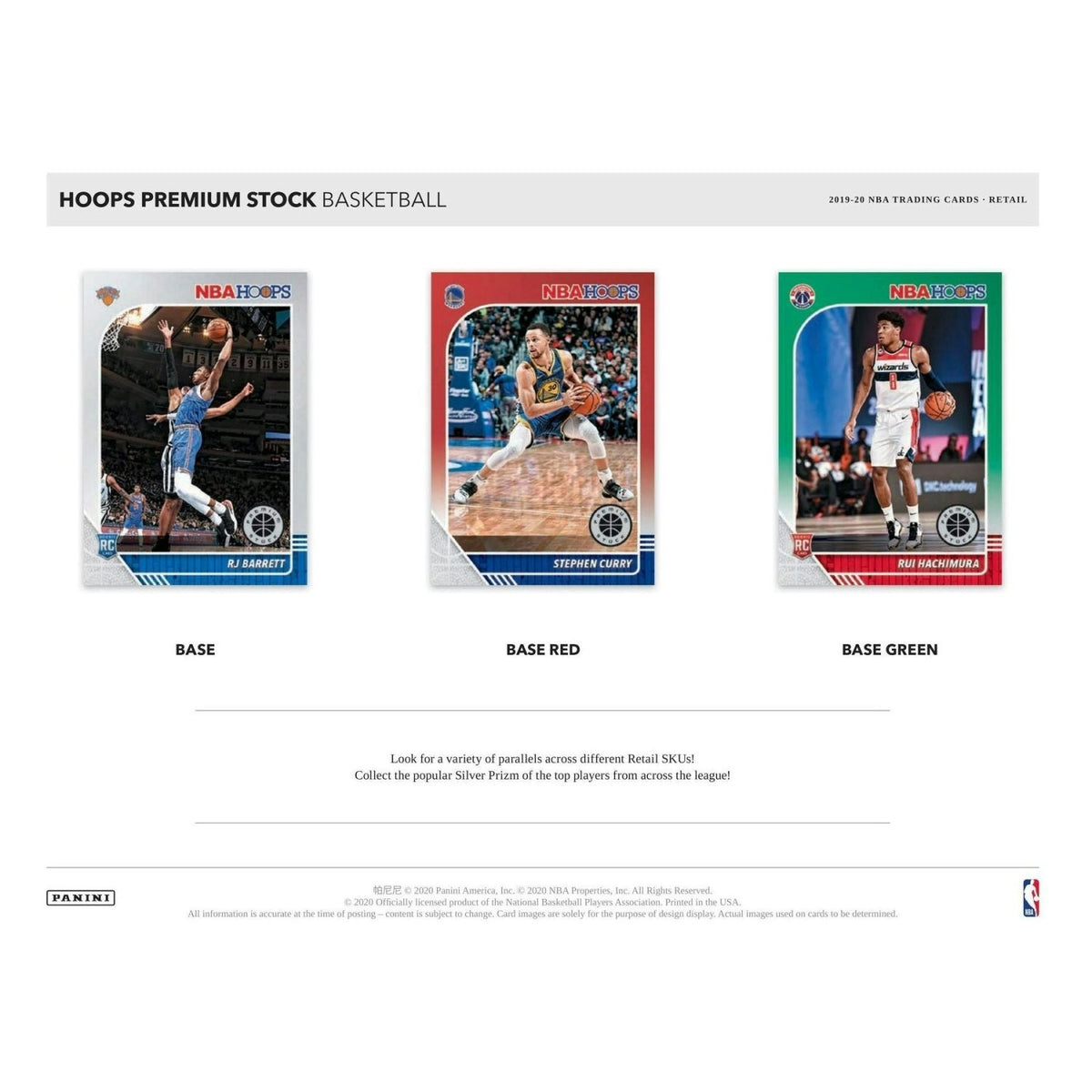 2019-20 Hoops Premium Stock base card and parallel samples