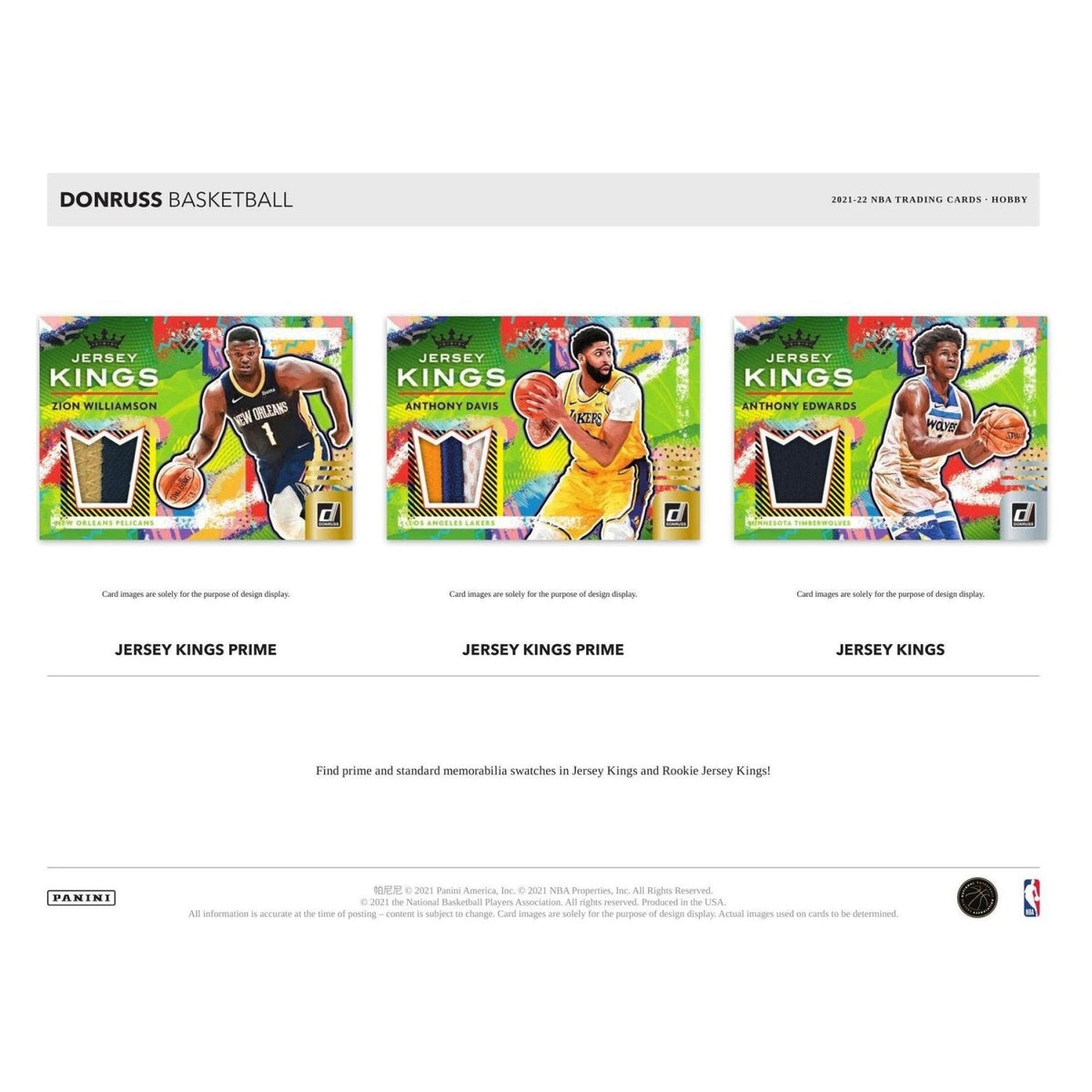 2021-22 Donruss Basketball Jersey Kings and Jersey Kings Prime memorabilia cards